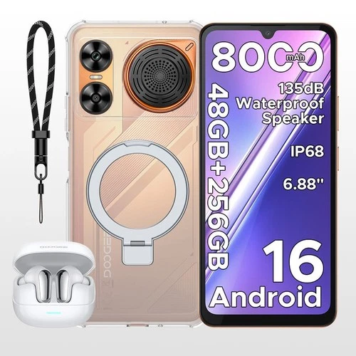 DOOGEE M30 4G LTE Rugged Phone Android 16 Waterproof NFC TWS Earbuds 6.88" 120Hz
