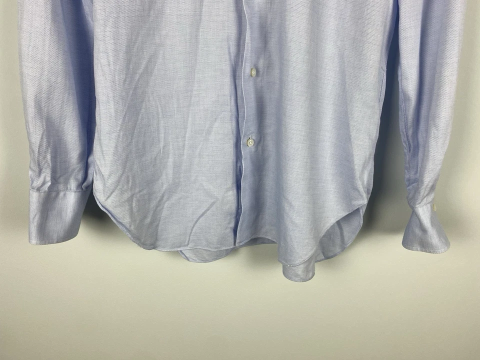 BARBA NAPOLI Men’s Blue Check Long Sleeve Lightweight  Button Down Shirt Size 39 - Image 4 of 4