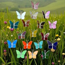 Large Stained Glass Hungable Butterfly Set Of 3