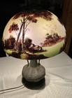 Vintage Brass Lamp With Hand Painted Glass Shade — photo 2