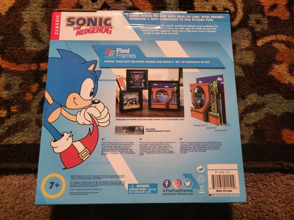 Sonic the Hedgehog Pixel Frames 9x9 Shadow Box Art Loop Scene - Image 2 of 2