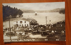 busy steamboat landing Sunapee Harbor, Lake Sunapee NH rppc postcard real photo — photo 1