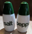 Vintage Westinghouse Gemco Milk Glass Green Salt & Pepper Shakers