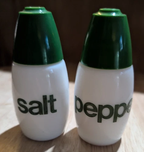 Vintage Westinghouse Gemco Milk Glass Green Salt & Pepper Shakers