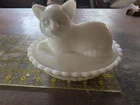 Vintage Westmoreland Milk Glass Kitty On a Nest