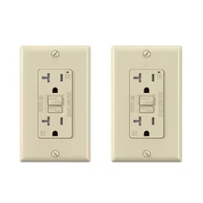 Light Almond 20 Amp 125-Volt Tamper Resistant Duplex Self-Test GFCI Outlet, with