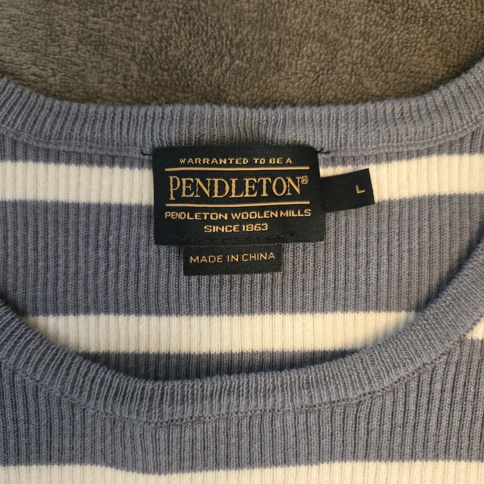 Pendleton Blue White Striped Knit Pullover Sweate… - image 3