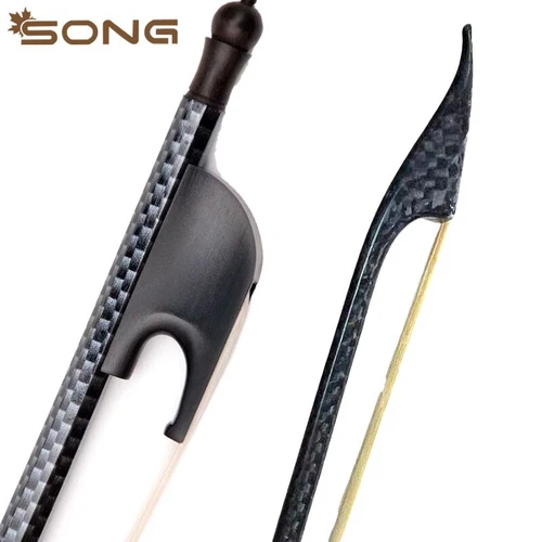 Baroque Carbon Fiber Violin bow with white horse hairs, 4/4 full size ebony Frog