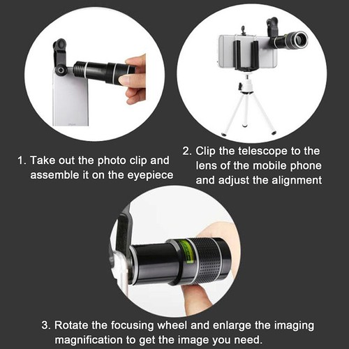 20x Zoom HD Universal Smartphone Optical Camera Telephoto Clip Telescope LeY-wf - Photo 4/8