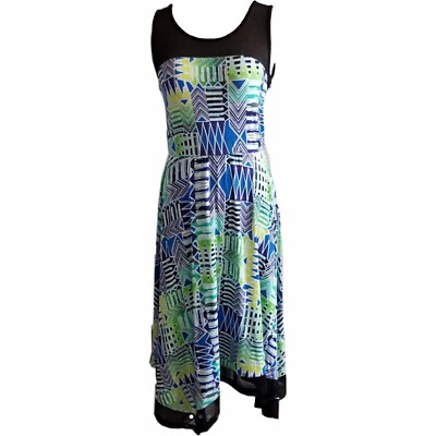 cable and gauge maxi dress Cable & Gauge Women's Lace Up V Neck Printed Maxi Dress