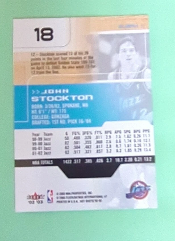 2002-03 Fleer Hot Shots John Stockton Utah Jazz #18 - Image 2 of 2