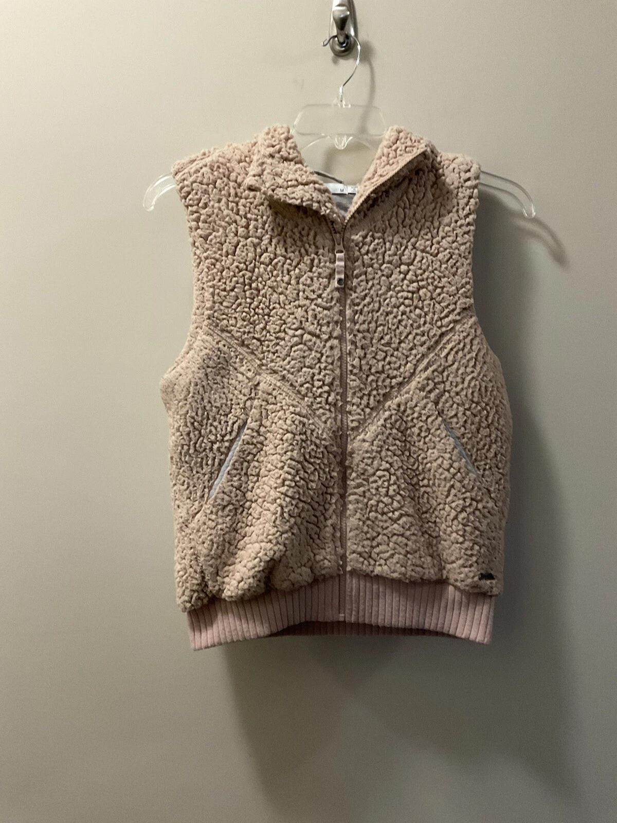 PrAna Pink Permafrost Sherpa Fleece Hooded Full Zip Hoodie Vest Size M