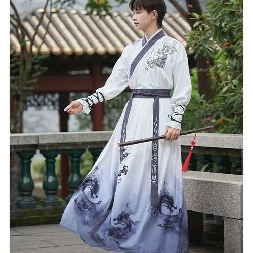 Männer Drachen Muster Kleidung chinesischer Stil traditionelles Hanfu altes Kostüm - Bild 21 von 33