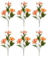 6Er Set KüNstliche Hibiskuszweige Mit 3 BlüTen Orange H 82Cm Emerald Kunstblumen