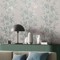 Vliestapete BläTter Floral Ranken Weiß TüRkis Silber Metallic 82461 (4,12€/1Qm)