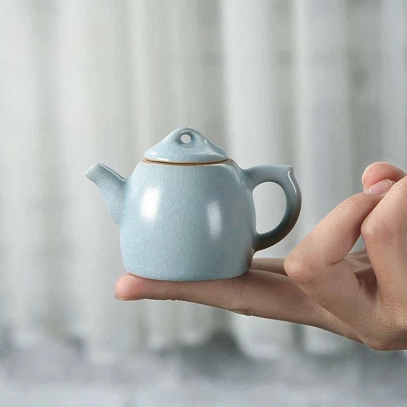 Mini Tetera Horno Ru Tetera Punta de Dedo Pequeña Capacidad Cerámica Bolsillo Olla Tetera Mascota 60 ml Foto 2 de 4