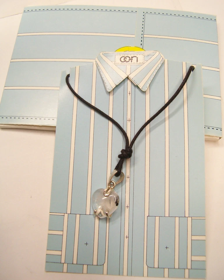 Ciondolo in ARGENTO 925 con Cuore in QUARZO naturale e girocollo - pietra dura - - Immagine 3 di 3