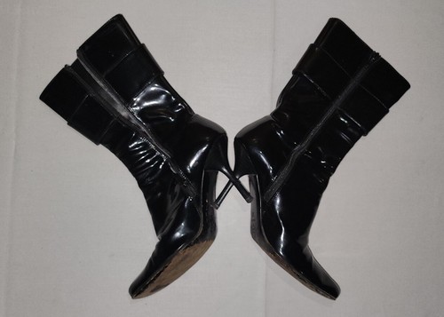 Clandestine Boots Vero Cuoio Black Leather High Heel Boots Size 37 Italian Made - Picture 8 of 10