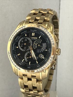 Citizen Men s Diamond Eco Drive Calibre 8700 GOLD PVD Bracelet Watch BL8042-54E