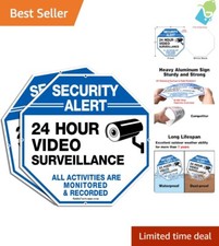 CCTV Security Signs - 10x10 Reflective Aluminum Warning Signs, 2-Pack Waterproof