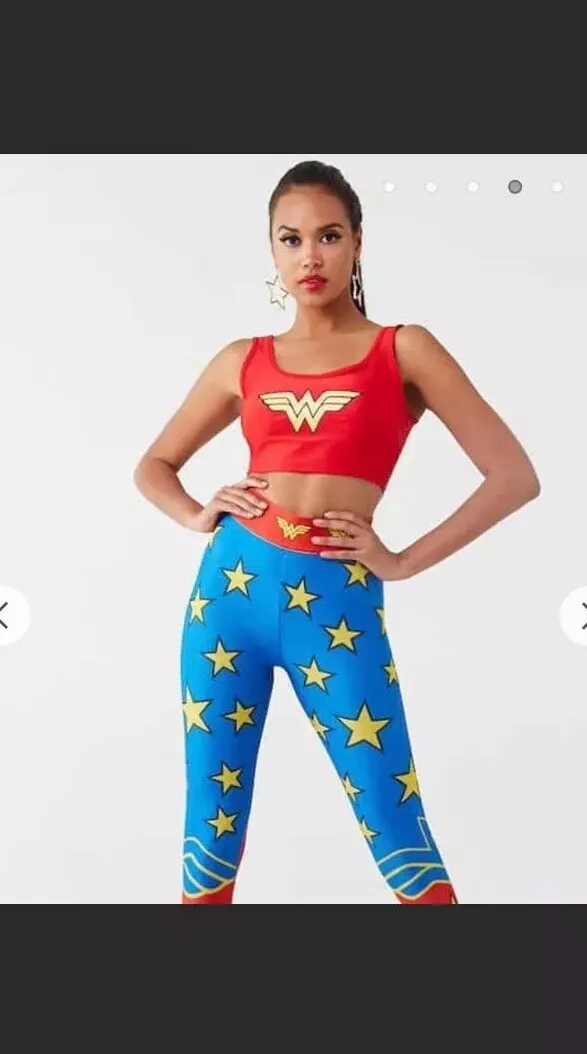 Wonder Woman Costume Gym Crop Top And Leggings Set S