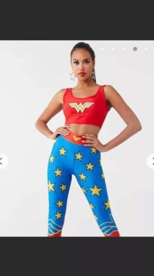 Wonder Woman Costume Gym Crop Top And Leggings Set S UK