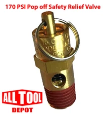 New 1/4" NPT 170 PSI Air Compressor Relief Pressure Safety Valve, Tank Pop Off