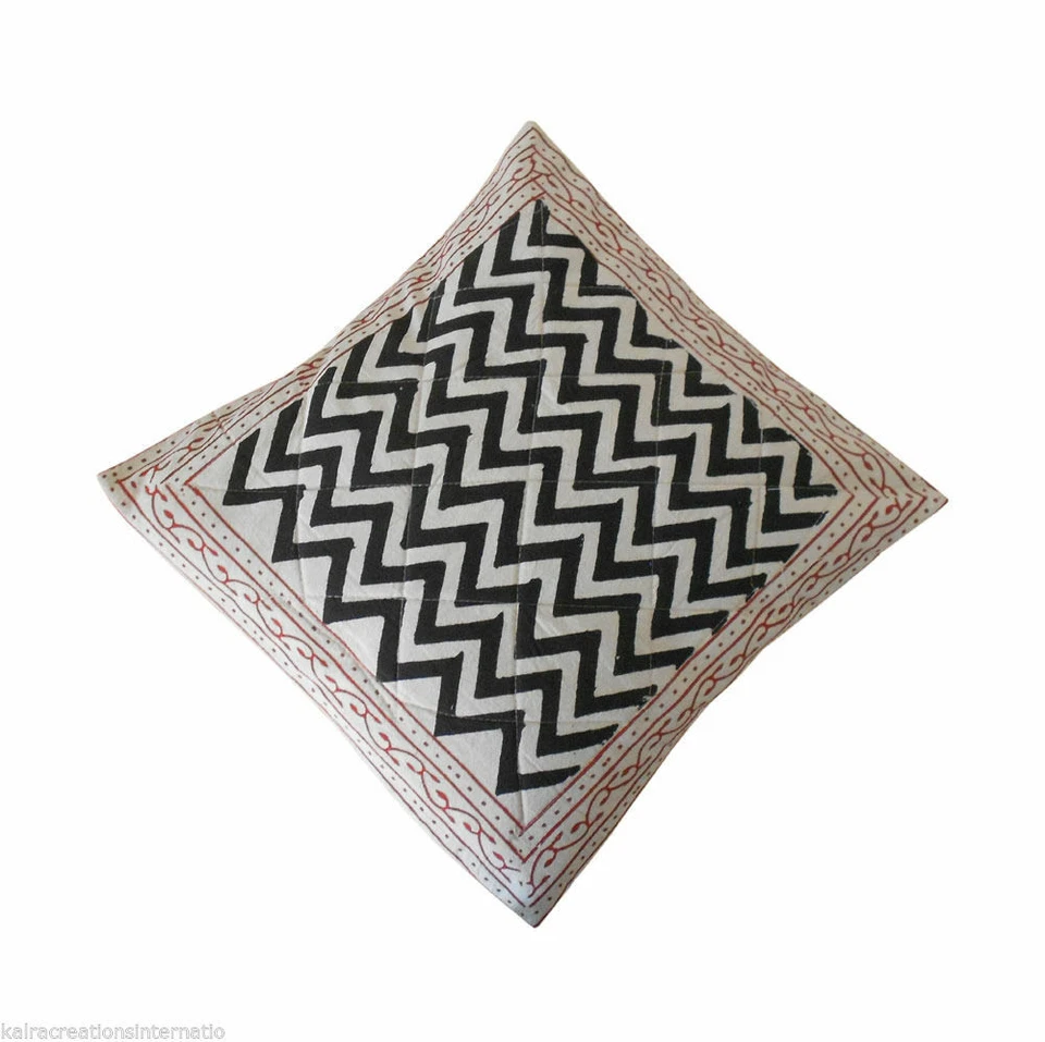 Cushion cover Indian Handmade Pillow Case Sofa Decor Quilted Plaid 5 Pcs - Image 2 of 4