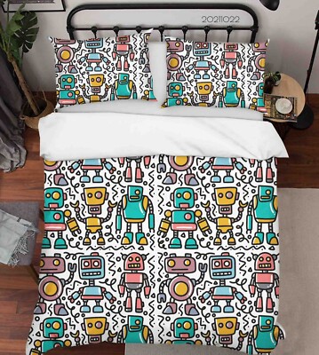 3D Graffiti Robot Monster Hand Drawn Quilt Cover Set Bedding Sets Pillowcases 64