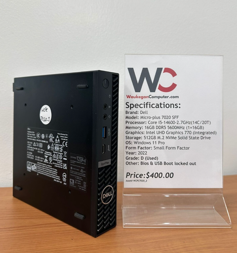 Dell Micro Plus 7020 SFF, Core i5 14600, 16GB DDR5, UHD 770, 512GB SSD, 2022 - Afbeelding 2 van 4