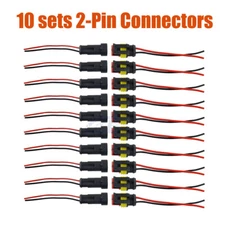 10 Sets 2-Pin Way Car Waterproof Male Female Electrical Wire Connector Plug Kit