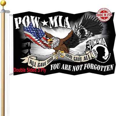 Pow Mia Eagle Flag 3X5 Outdoor Double Sided 3 Ply-Made in Usa-Pow Flag