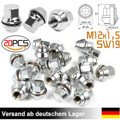 20X Radmuttern Kegelbund Mutter Mondeo M12x1,5 SW 19 für Ford C-Max Fiesta Focus