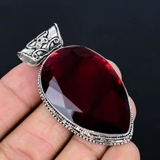 Mozambique Garnet Gemstone Pendant 925 Sterling Silver Handmade Pendant
