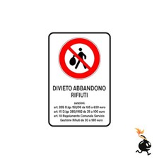 00002 - CARTELLO SEGNALETICO - DIVIETO ABBANDONO RIFIUTI