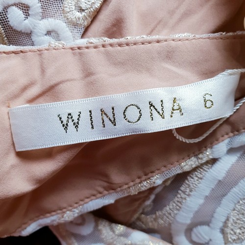 Winona Dress Size 6 White Beige Gold Lace Floral Cocktail Bodycon - Picture 3 of 7