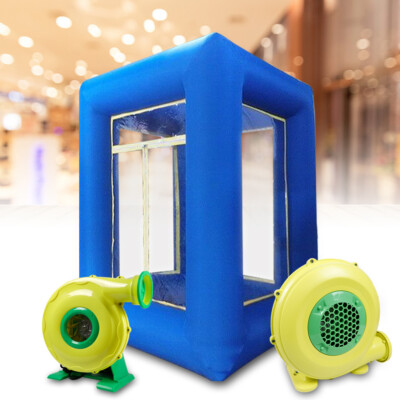 9'ft Inflatable Cash Cube Booth Money Grab Machine w/ 2 Blowers Event Party Blue