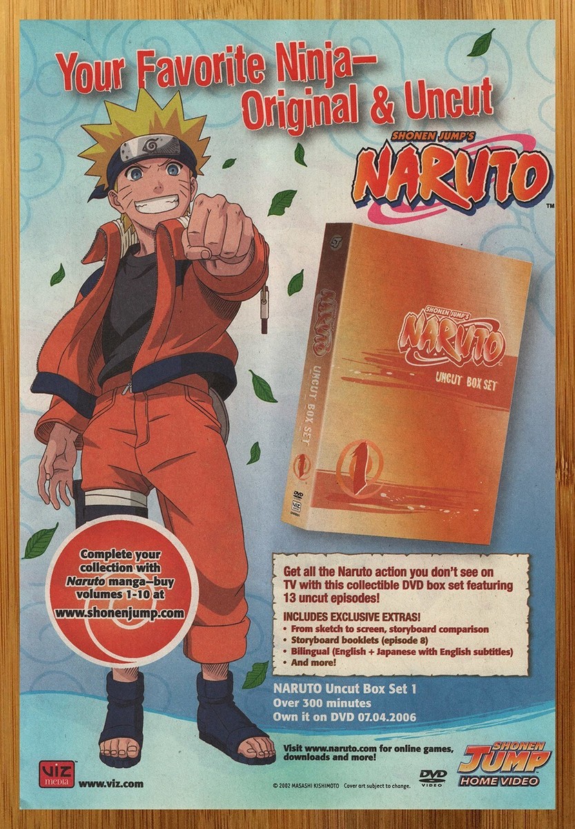 2006 Naruto Uncut Box Set Vintage Print Ad/Poster Anime DVD Video