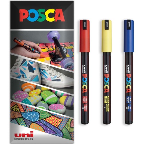 POSCA Paint Marker Pen - Water Based Permanent Multi Surface - Packs of 3 Pens - Picture 17 of 62