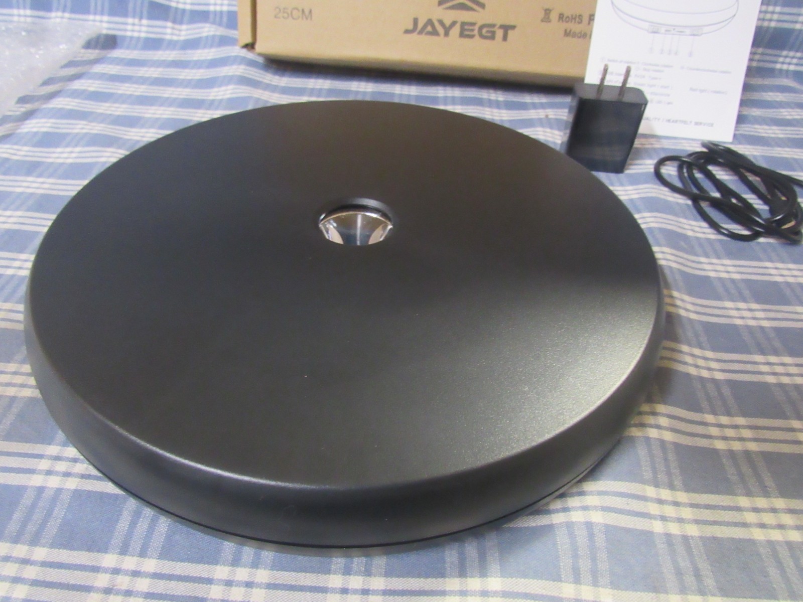 JAYEGT Motorized Rotating Display Stand with LED Light 10 Inch /55Lbs FREE SHIP.