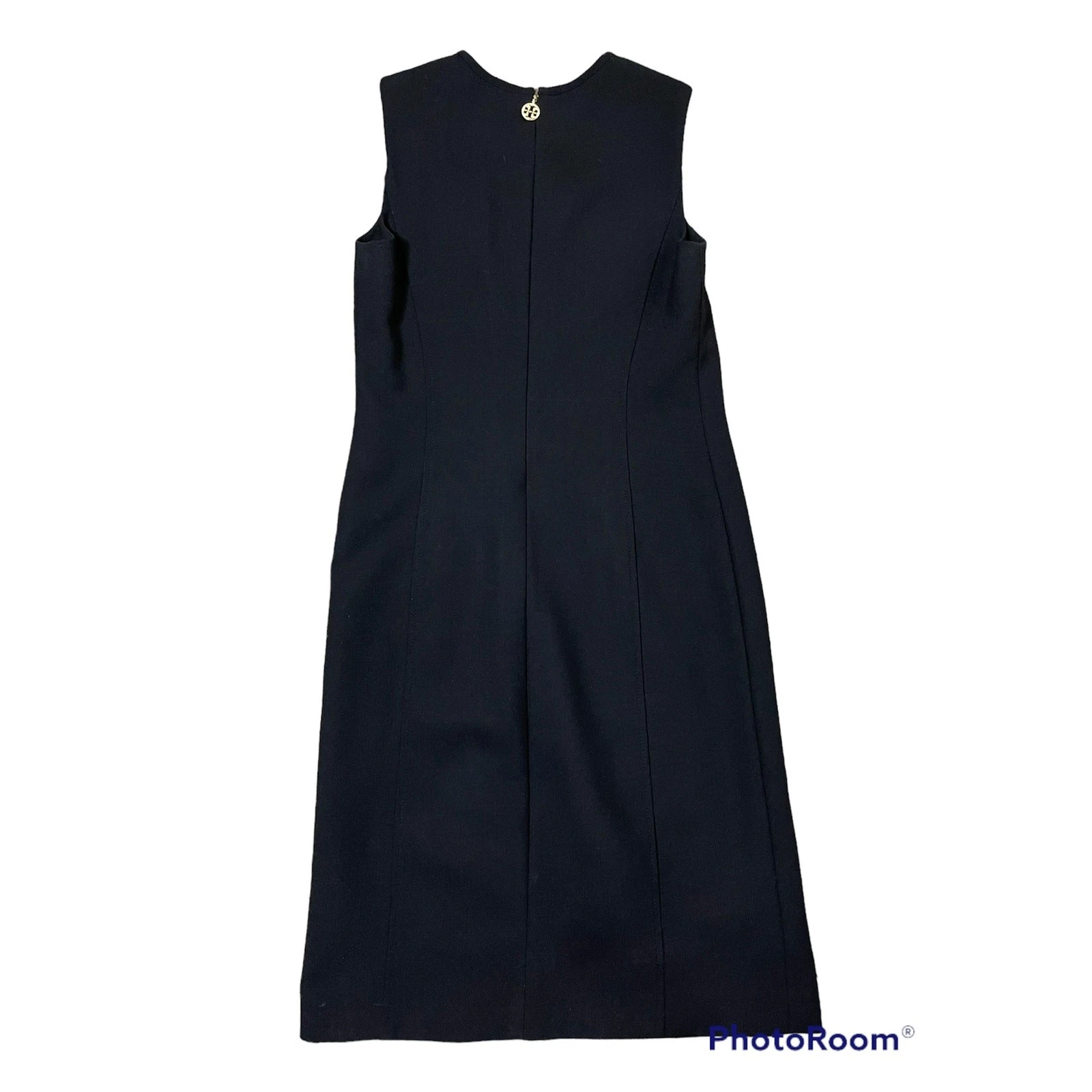 Abito tubino nero donna Tory Burch taglia 4 girocollo senza maniche minimalista basic