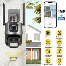 Dual Lens 4K WiFi Security Camera 8X Zoom Outdoor Home Night Vision CCTV PTZ