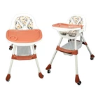 Baby High Chair With Backrest Double Layered Tray 3 Levels Height Removable DY9
