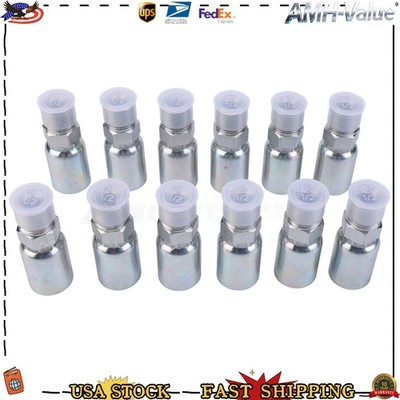 1/2'' Hose x 1/2'' NPTF Male Pipe Thread Hydraulic Hose End Crimp Fittings 12-Pack