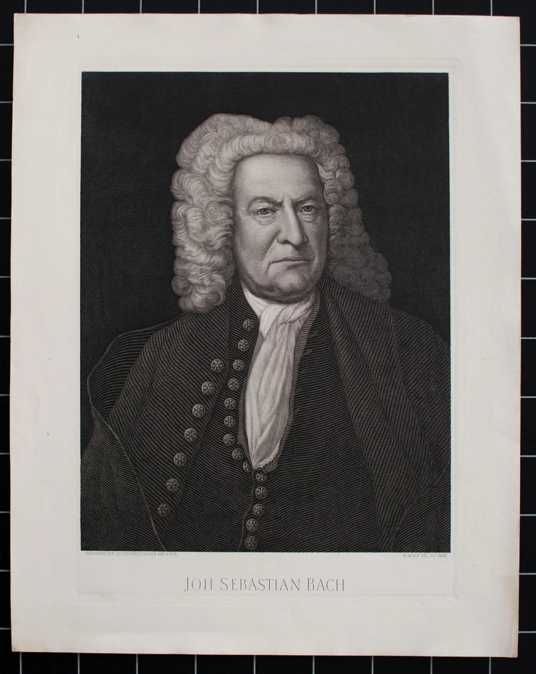 Johann Sebastian Bach Porträt Musiker Barock Leipzig Kopie Druckgrafik 1948 - Bild 2 von 4