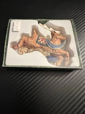 Russ Berrie Reindeer Ornament The Christmas Sampler Carved Primitive look