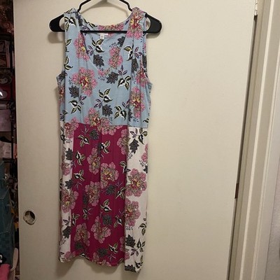 J.Jill J Jill Womens Floral Patchwork Colorblock Mini Tank Dress M Cottagecore