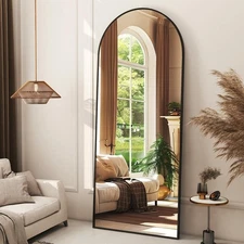 56x21 Arched Full Length Mirror Floor Mirrors with Aluminum Alloy Frame Free-...
