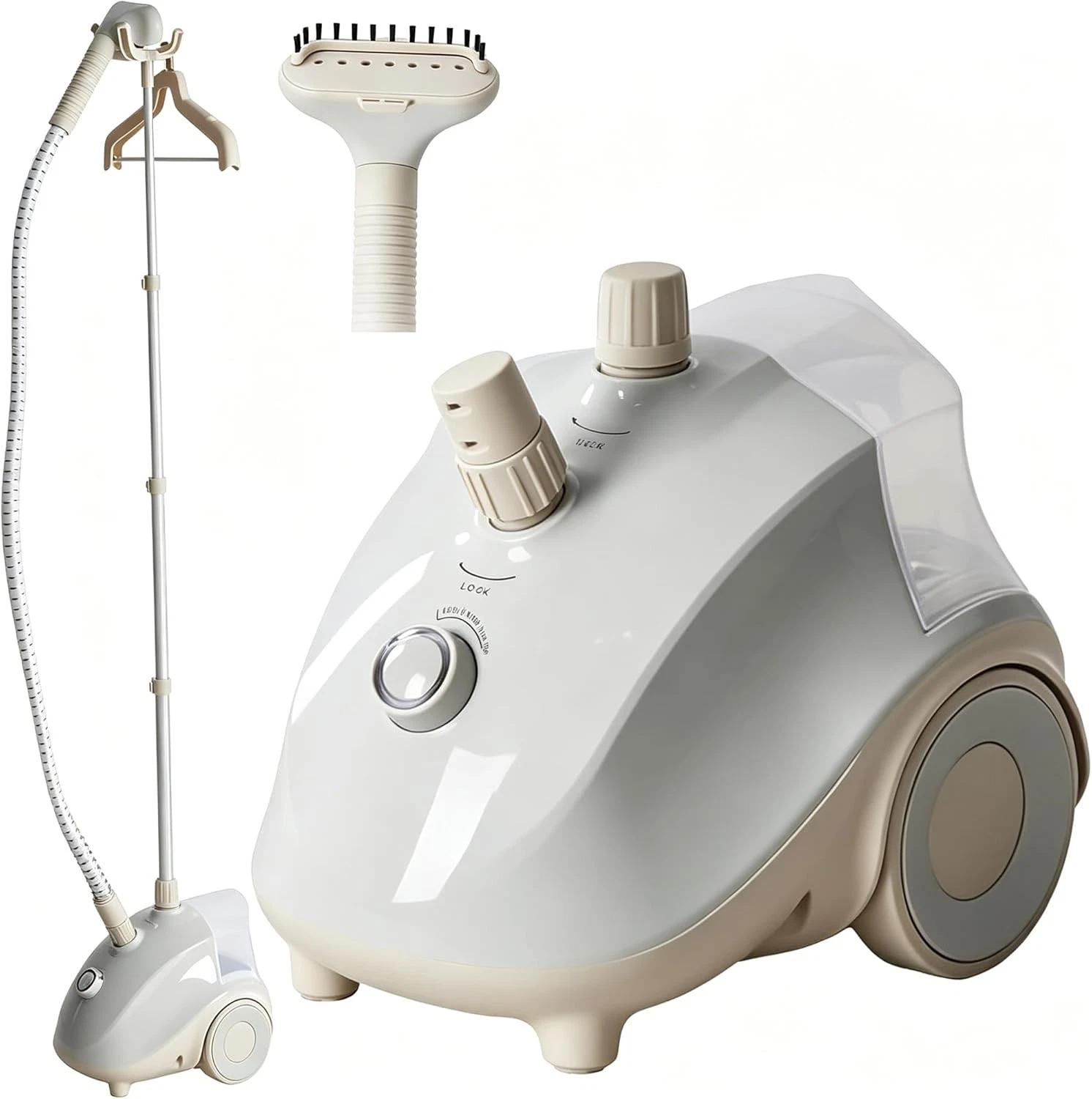 1500W Standing Garment Steamer with Wheels, Powerful, Light Grey