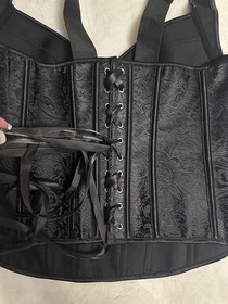 Black Boned XL Lace up Corset Bustier Top Lingerie Waist Trainer Cincher Shaper